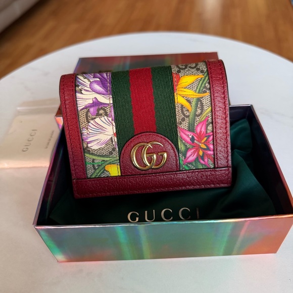 Gucci GG Supreme Mini Wallet Ophidia Floral Print / Web Stripe / New / Full Set - Picture 3 of 16